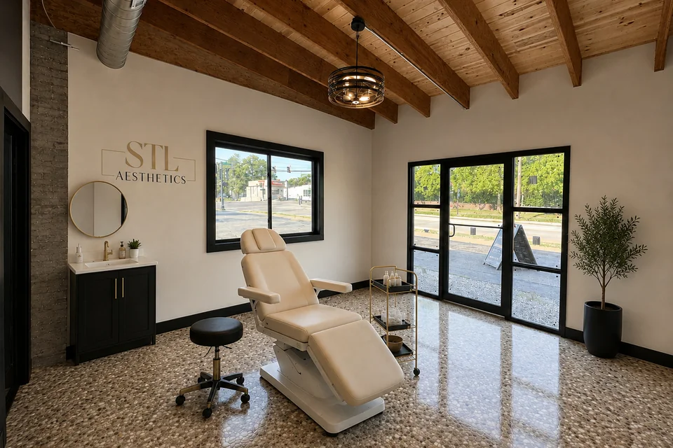 Architectural rendering of a furnished treatment room inside a 7195 Manchester storefront